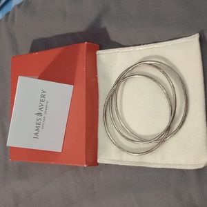 James Avery Sterling Silver 925 Hammered 3 Linked Bangle Bracelets